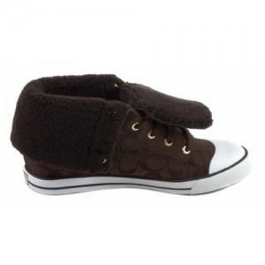 Coach Bonney Shearling Tennis Shoes In Brown